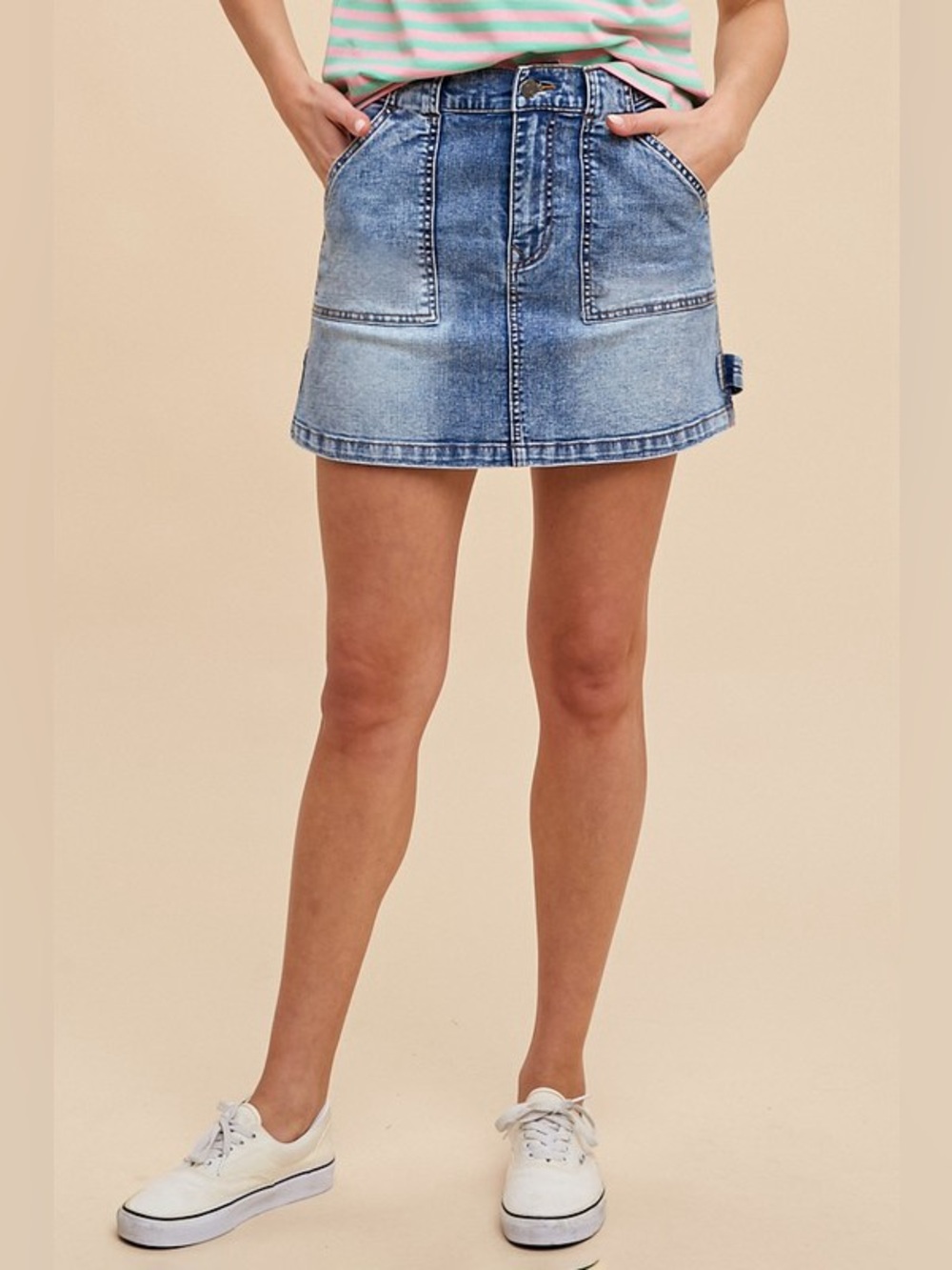 Annie Wear Cargo Denim Mini Skirt